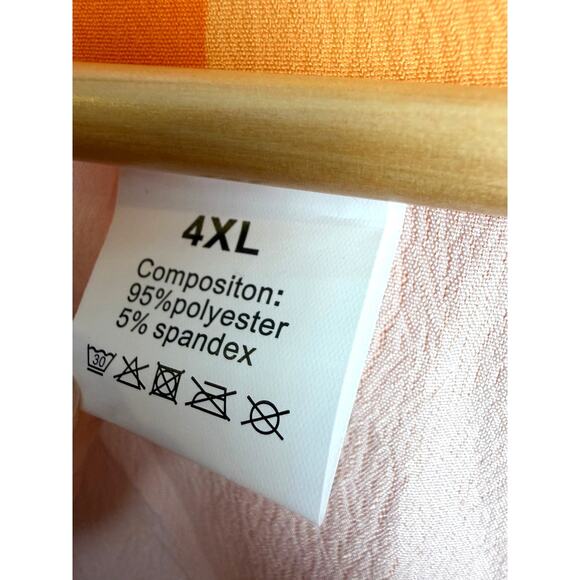 Womens 4XL Colorblock VNeck Tunic Blouse Long Sleeve Orange Neutral Artsy Travel - Picture 2 of 7